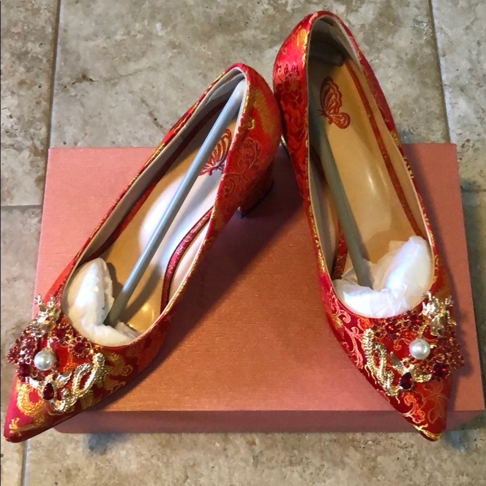 Red Dragon Pearl Heels